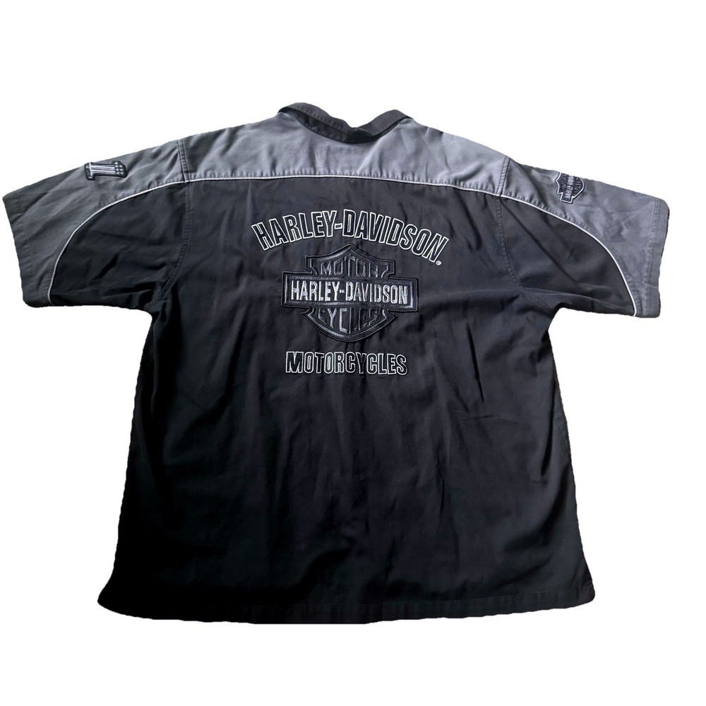 Harley Davidson Work Shirt Motorcycle Short Sleeve Gray Button Up Mens Size 3XL